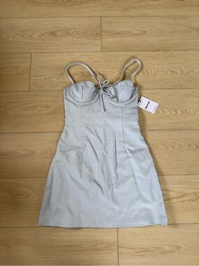 lace mini dress forever 21 Lace-Up Tube Mini Dress ASH BROWN / M